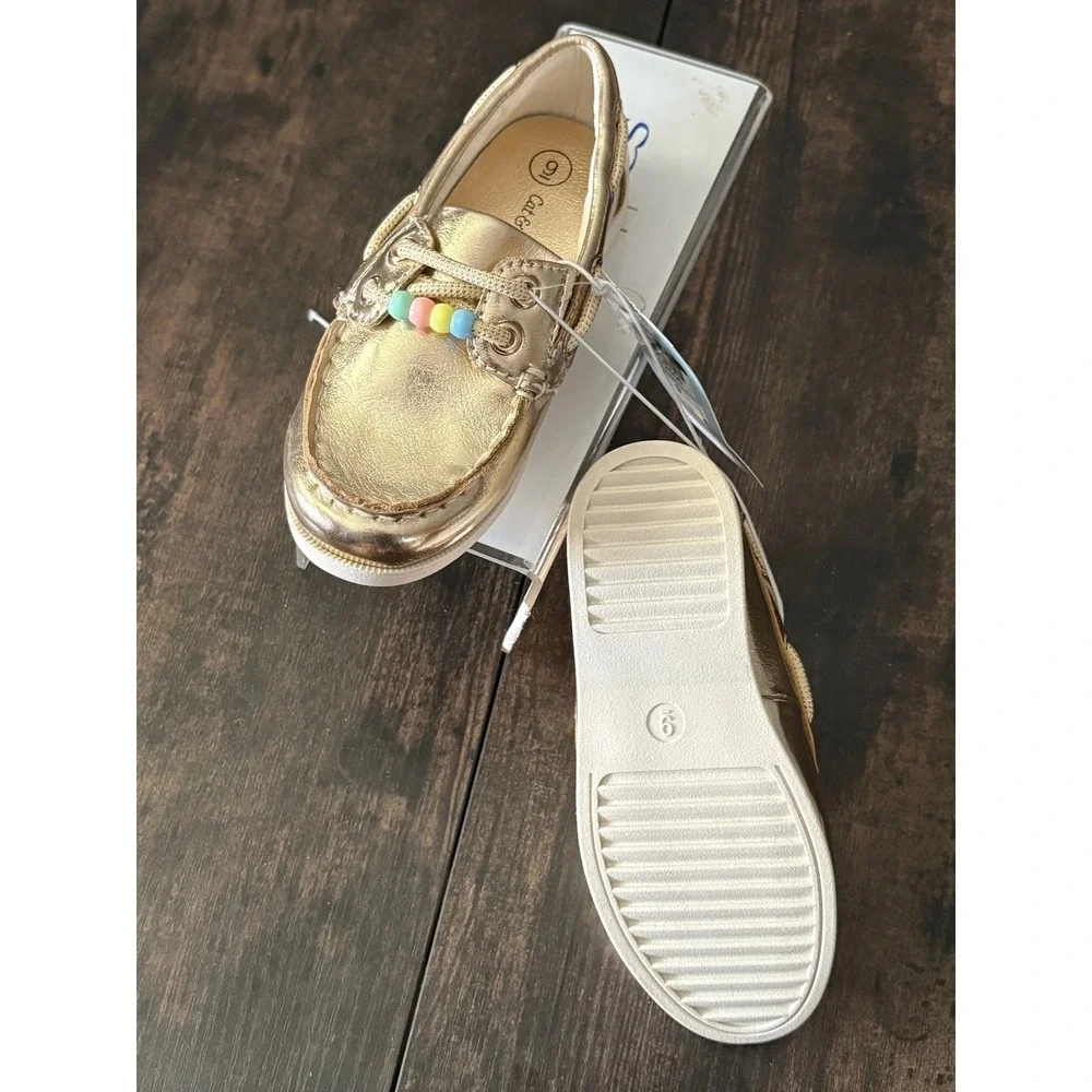 Baby Girl Hampton Boat Shoes by Cat & Jack Gold Size 7 New With Tags